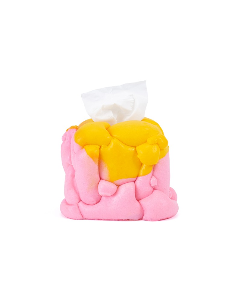 Pebble tissue case - yellow, pink