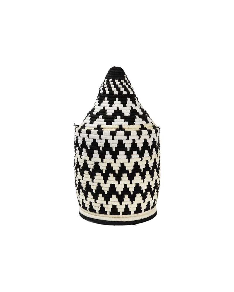 Moroccan Handmade Picnic Basket XL / Black &amp; White