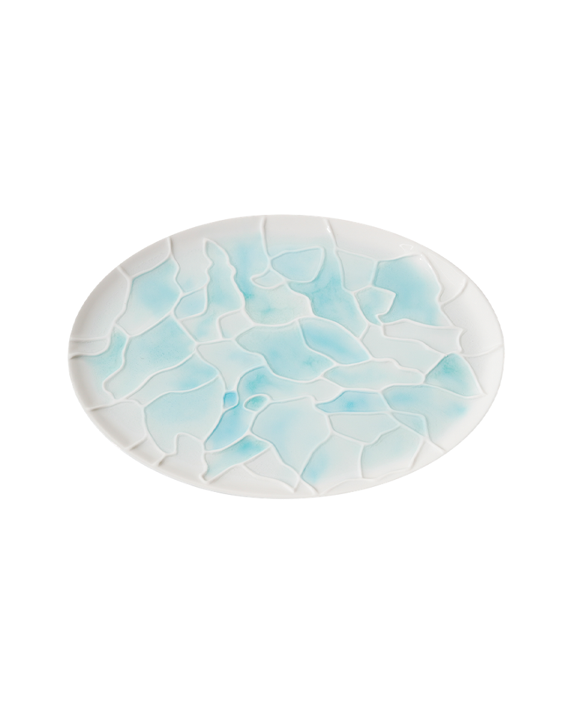 Waterish blue - oval plate